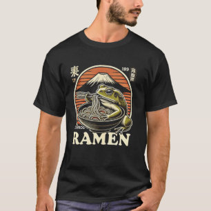 Retro Sunset Japanese Art Noodles Lover Mt. Fuji F T-Shirt