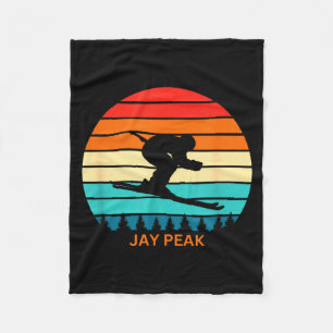 Retro sunset jay peak vermont skiing skier fleece blanket