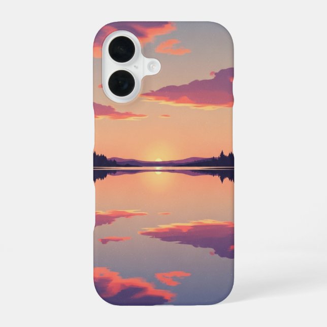 Retro Sunset Lake iPhone Case (Back)