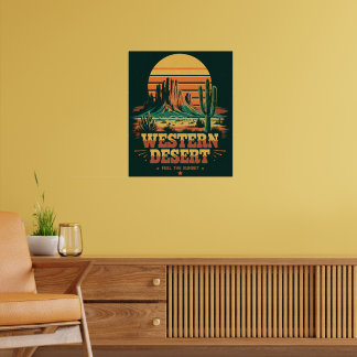 retro sunset landscape Arizona Wild Western Poster