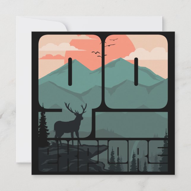 Retro Sunset Landscape Hiking Adventure Explore Invitation (Front)