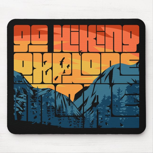 Retro Sunset Landscape Hiking Adventure Explore Mouse Pad (Front)