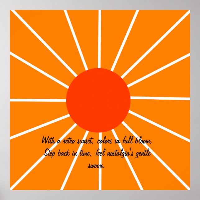 Retro sunset Landscape Illustration orange  Poster (Front)