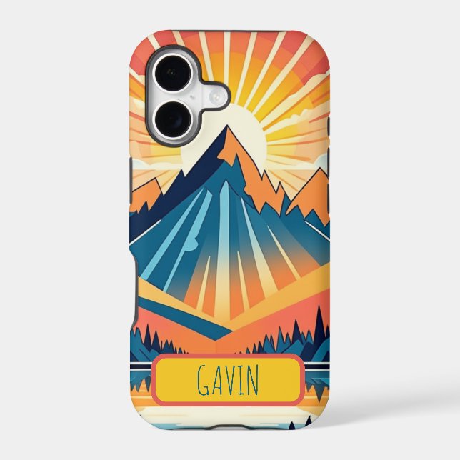 Retro Sunset Landscape Personalized Iphone Case (Back)