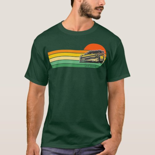 Retro Sunset Late Model Dirt Track Racing T_Shirt