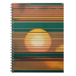 Retro Sunset Lines Aesthetic Spiral Notebook