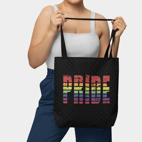 Retro Sunset Lines Gay Pride Rainbow Flag Grunge Tote Bag