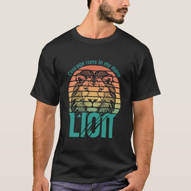 Retro sunset Lion T-Shirt (Front)