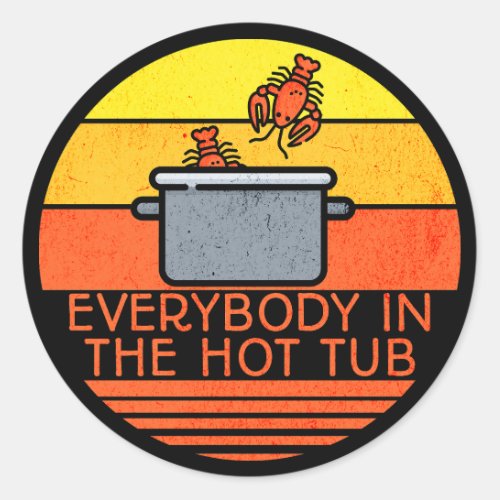 Retro Sunset Lobster Pot Hot Tub Classic Round Sticker