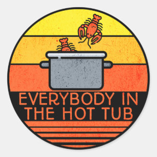 Retro Sunset Lobster Pot, Hot Tub Classic Round Sticker