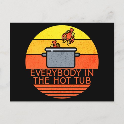 Retro Sunset Lobster Pot Hot Tub Postcard