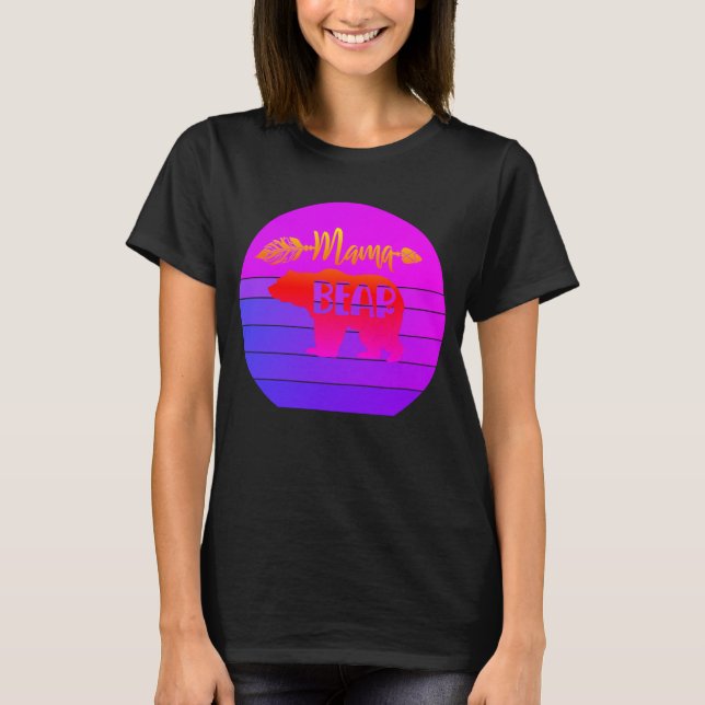 Retro Sunset Mama Bear T-Shirt (Front)
