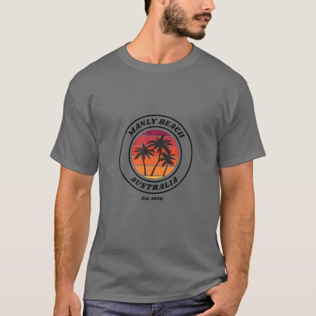 Retro Sunset Manly Beach Original Australia Novelt T-Shirt (Front)