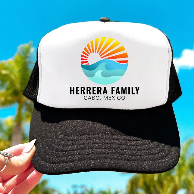 Retro Sunset Matching Family Group Summer Beach Trucker Hat (Creator Uploaded)