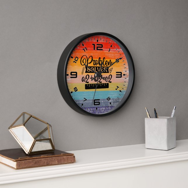 Retro Sunset Math Teacher Clock (Office)
