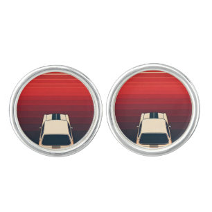 Retro Sunset Minimalist Vintage Car Road Trip Cufflinks