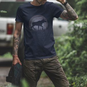 Retro Sunset Moose Silhouette Nature Pastel Blue T-Shirt