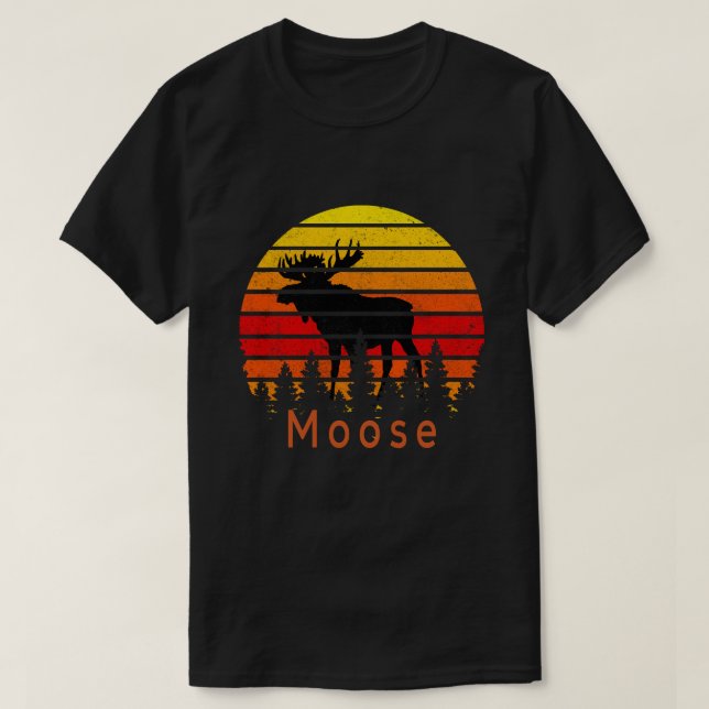 Retro Sunset Moose T-Shirt (Design Front)