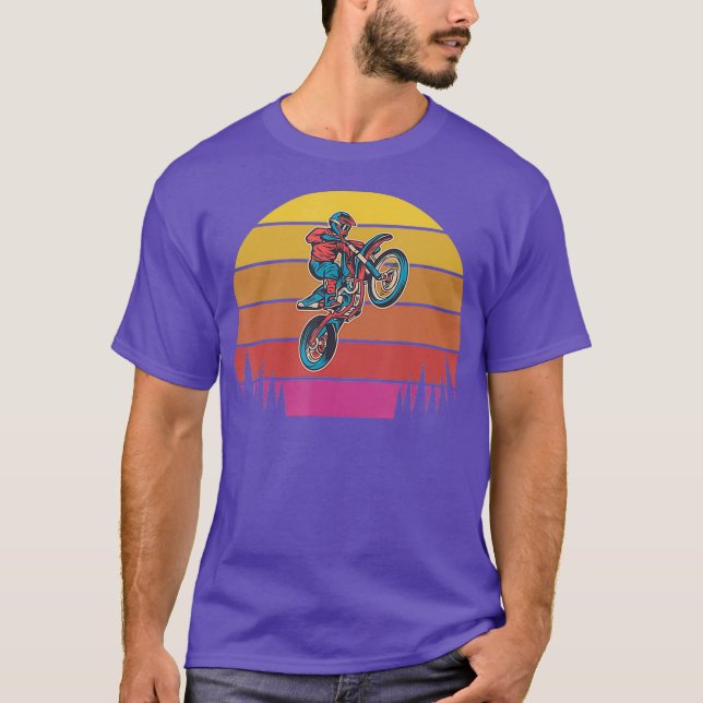 Retro Sunset Motocross Supercross Off Road Road T-Shirt (Front)