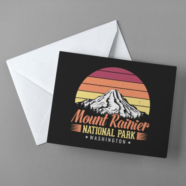 Retro Sunset Mount Rainier Washington Illustration Postcard (Retro Sunset Mount Rainier Washington Illustration Postcard)