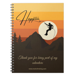 Retro Sunset Mountain Adventure Climbing Thank You Notebook
