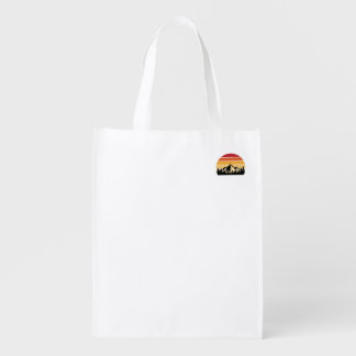 Retro Sunset Mountain Landscape | Vintage Nature  Grocery Bag