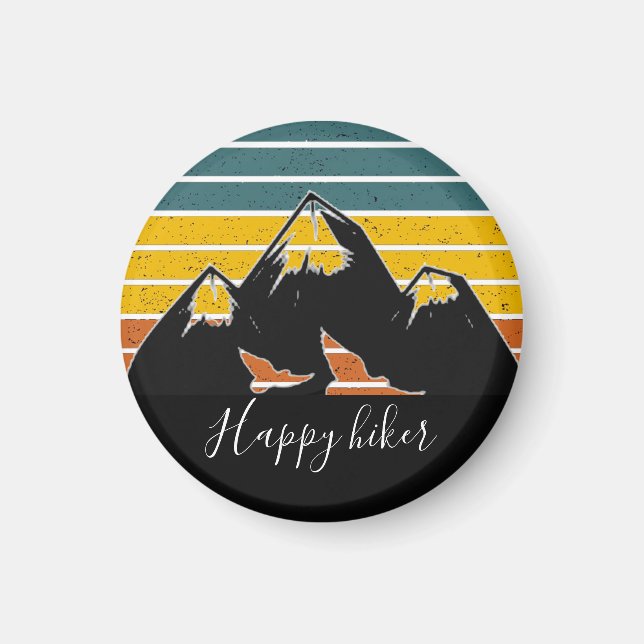 Retro sunset mountains custom  magnet (Front)