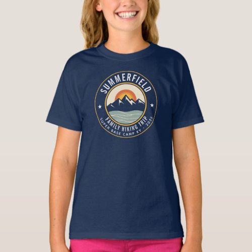 Retro Sunset Mountains Family Hiking Matching T_Shirt