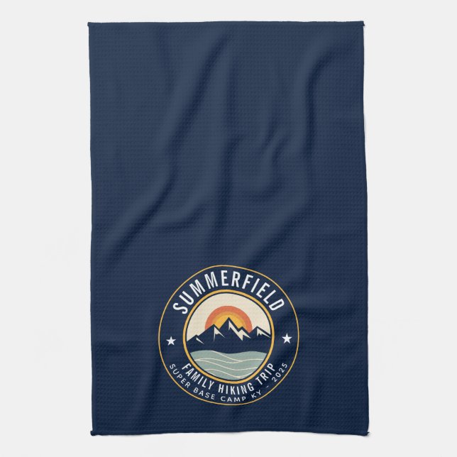 Retro Sunset Mountains Hiking Custom Trekking Kitchen Towel (Vertical)