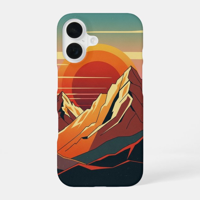 Retro Sunset Mountains iPhone Case (Back)