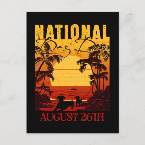 Retro Sunset National Dog Day Postcard