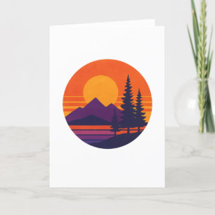 Retro Sunset Nature Vibes Vintage 80s Esthetic Thank You Card