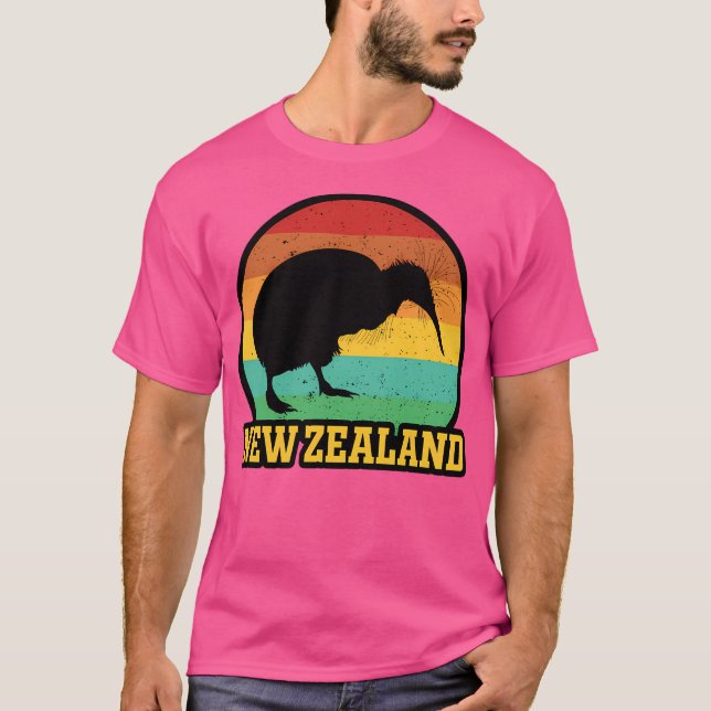 Retro Sunset New Zealand Kiwi T-Shirt (Front)