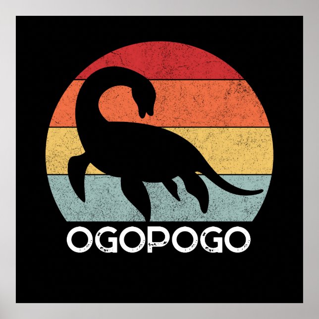 Retro sunset Ogopogo the Okanagan Lake Monster 70s Poster (Front)
