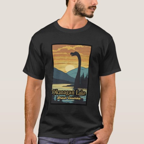 Retro sunset Ogopogo the Okanagan Lake Monster 70s T_Shirt