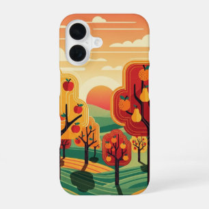 Retro Sunset Orchard iPhone 16 Case