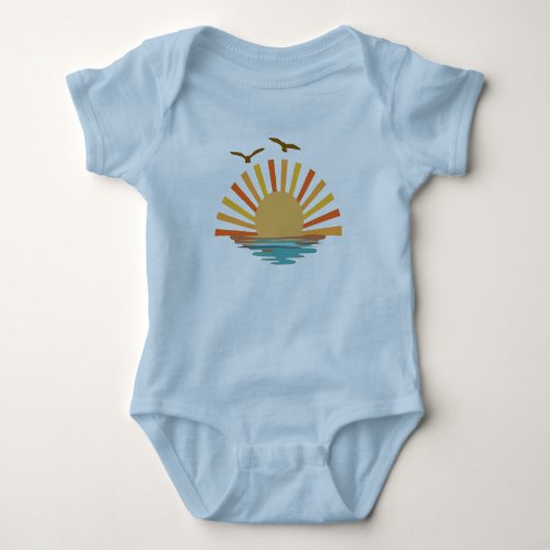 Retro Sunset Over the Water Baby Bodysuit