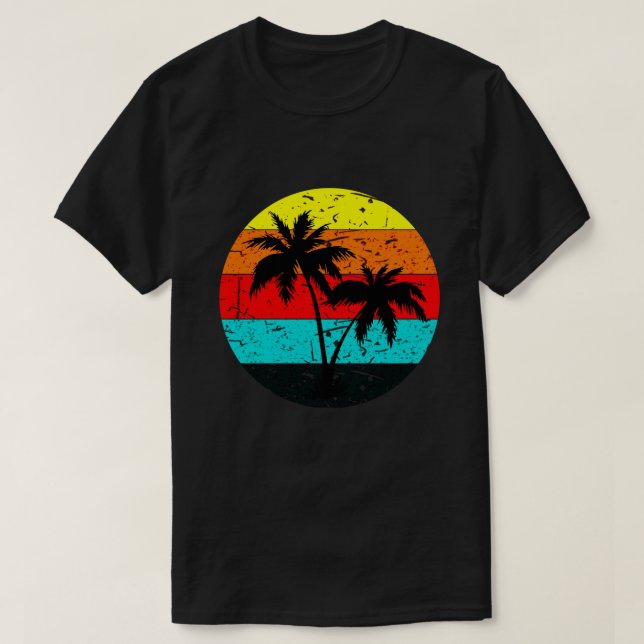 retro sunset palm tree T-Shirt (Design Front)
