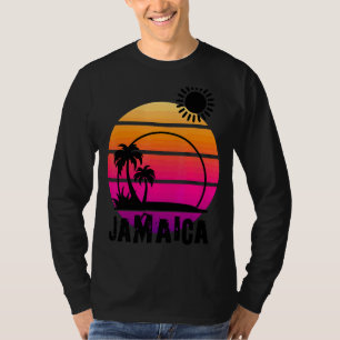 Retro Sunset Palm Trees Beach Cruise Summer Jamaic T-Shirt