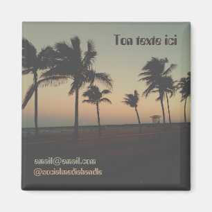 Retro Sunset palm trees custom text  Magnet