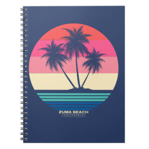 Retro Sunset Palm Trees Zuma Beach Notebook