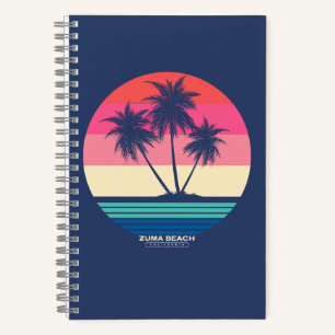 Retro Sunset Palm Trees Zuma Beach Notebook