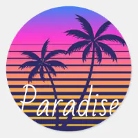 Sunset Beach Palm Tree Hawaii Paradise Orange 2 Scrapbooking Crafting  Stickers
