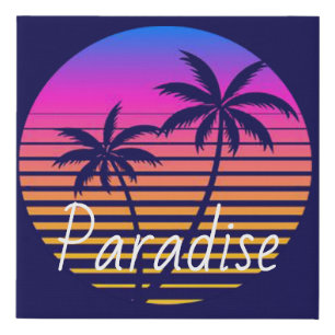 Retro sunset Paradise   Faux Canvas Print