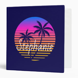 Retro sunset Personalized 3 Ring Binder