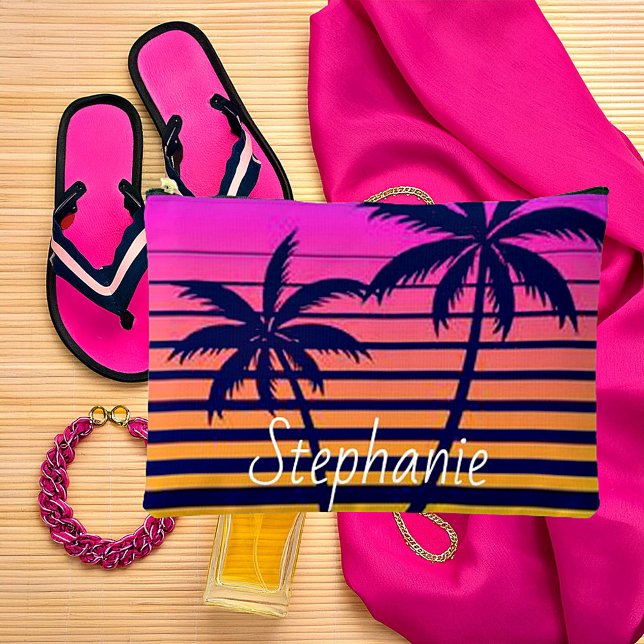 Retro sunset Personalized     Accessory Pouch (Creator Uploaded)