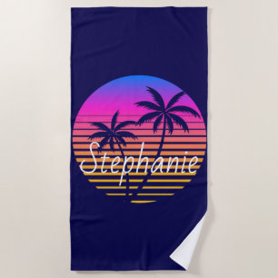 Retro sunset Personalized Beach Towel