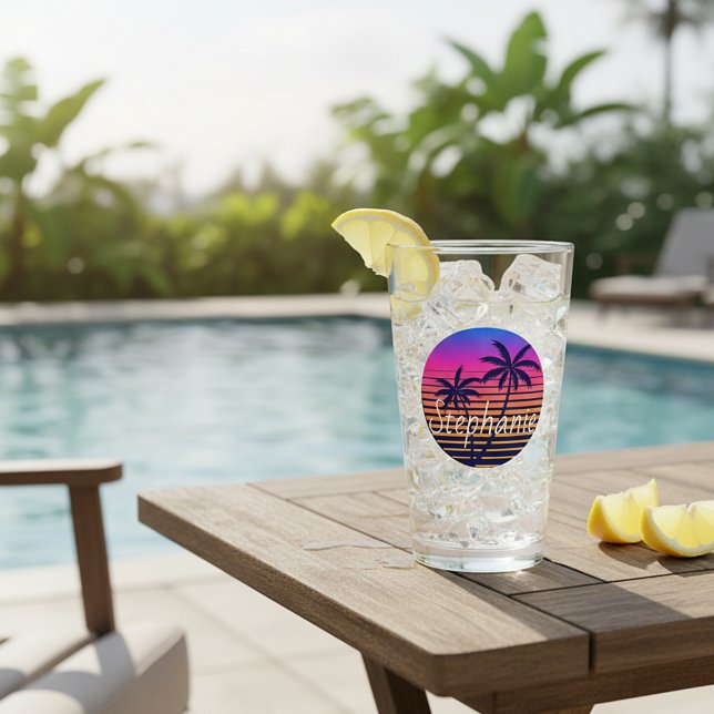 Retro sunset Personalized   Glass (Creator Uploaded)