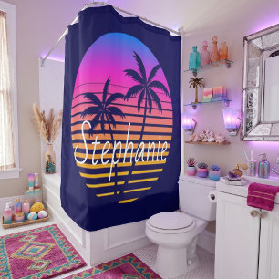 Retro sunset Personalized   Shower Curtain