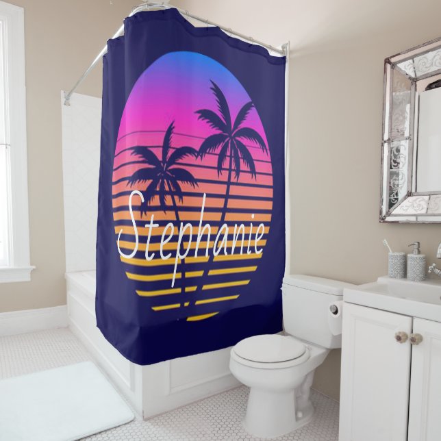 Retro sunset Personalized   Shower Curtain (In Situ)